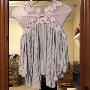 Free People sheer lavender shirt.